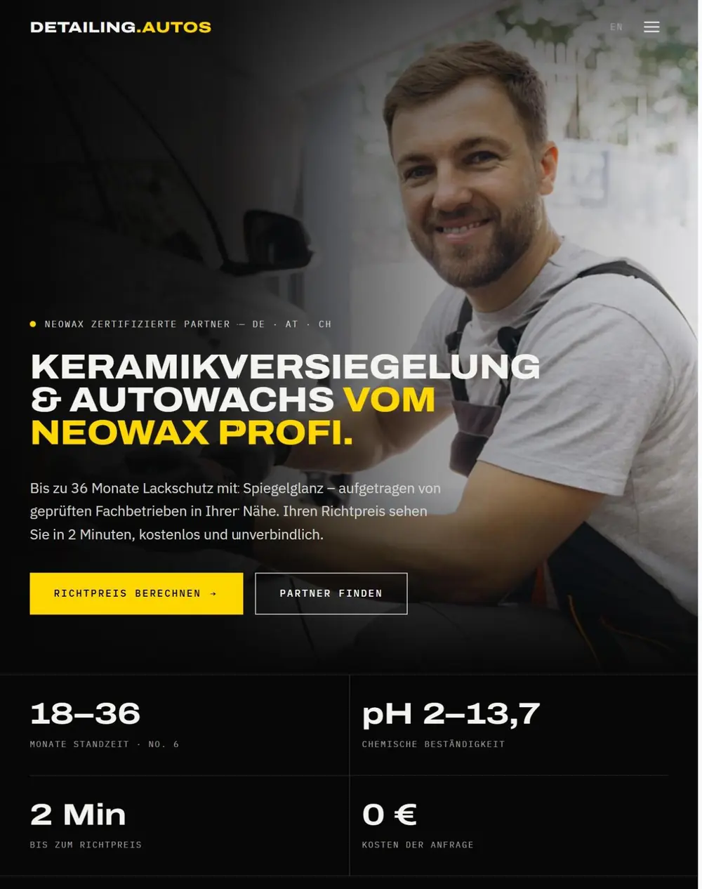 detailing.autos: Keramikversiegelung vom NEOWAX-Profi, Richtpreis berechnen