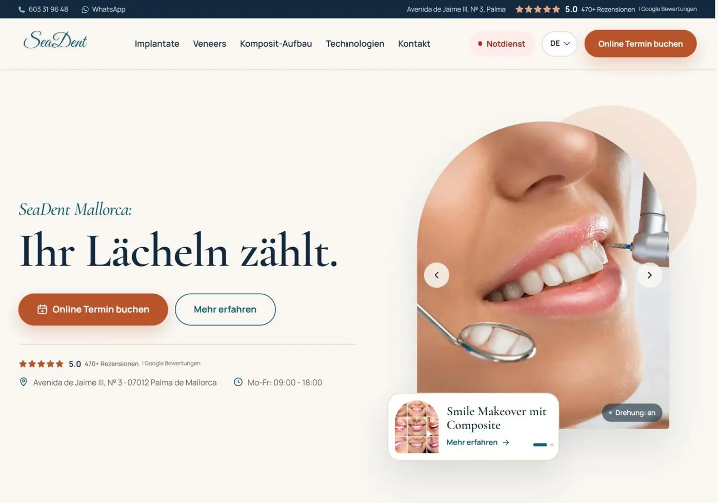 Startseite von seadent.es: Ihr Lächeln zählt