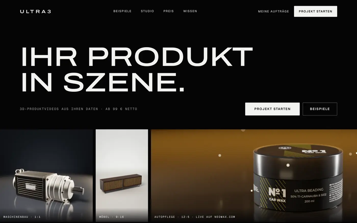 Startseite von ultra3.de: Ihr Produkt in Szene